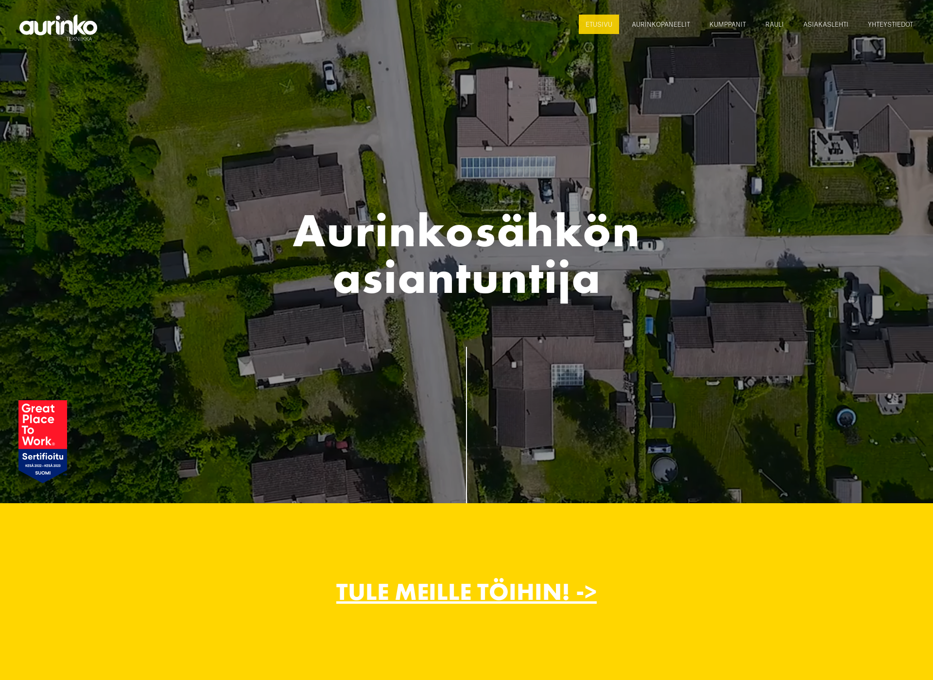 Skärmdump för aurinkotekniikka.fi