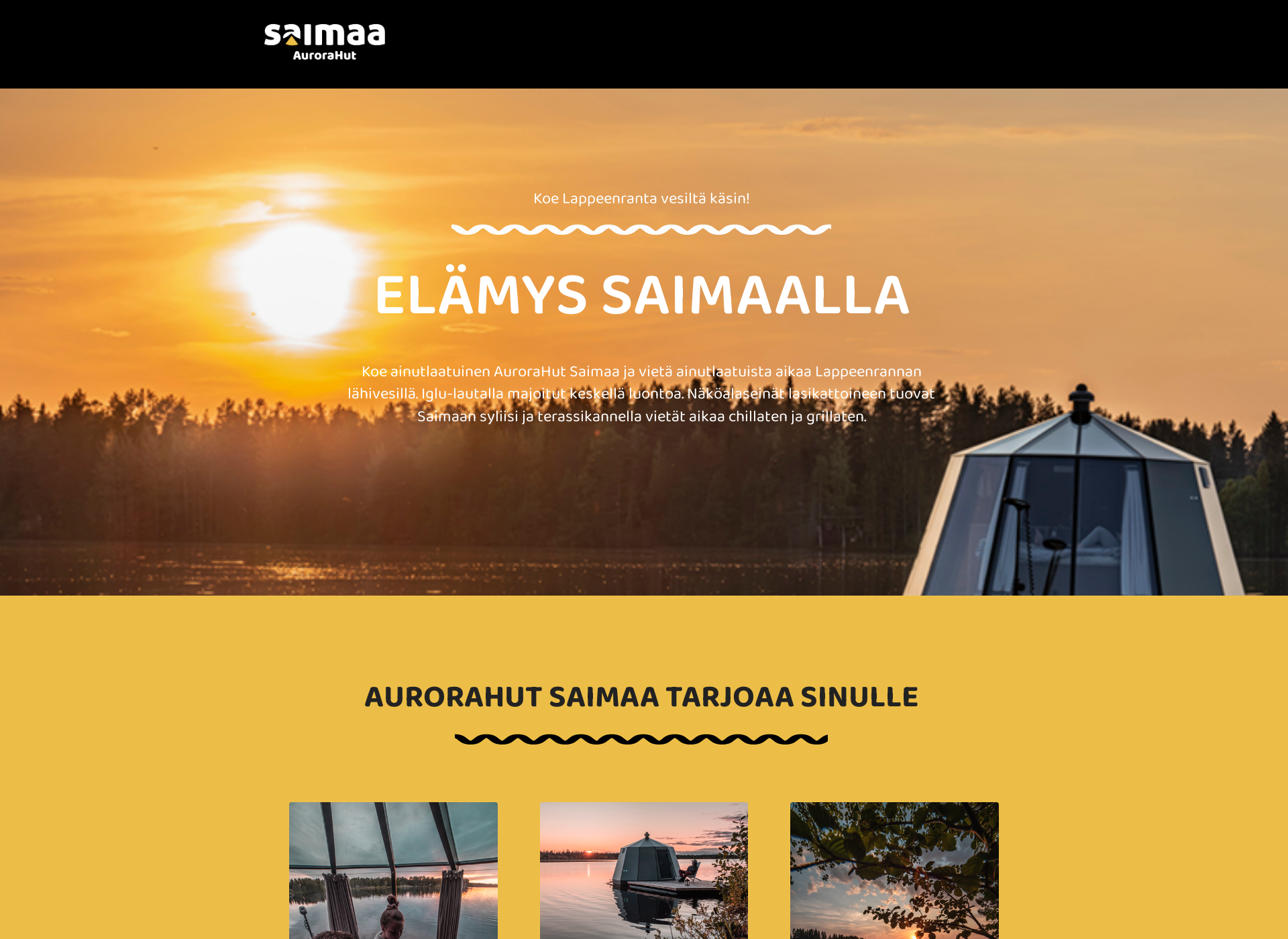 Skärmdump för aurorahutsaimaa.fi