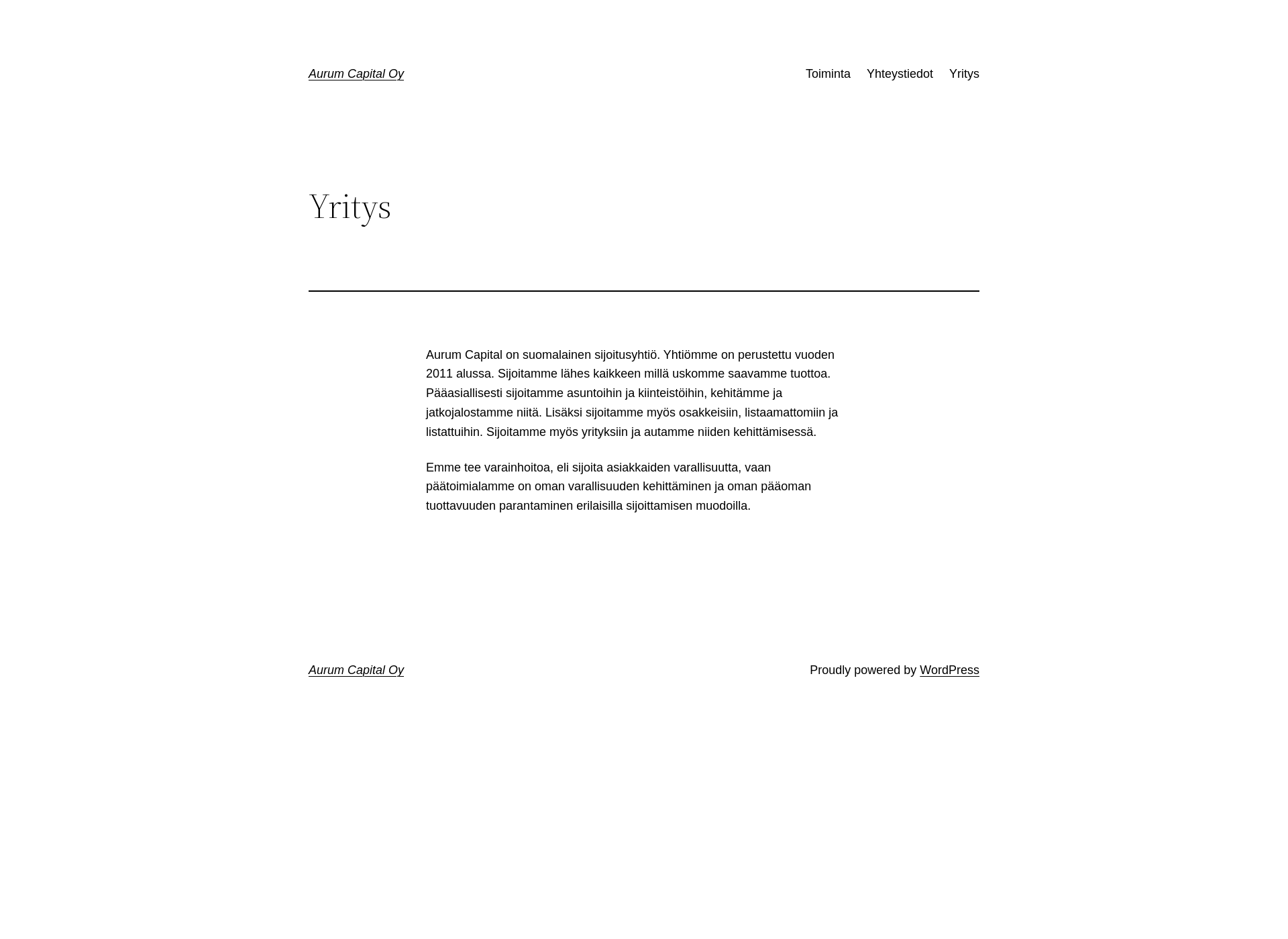 Screenshot for aurumcapital.fi