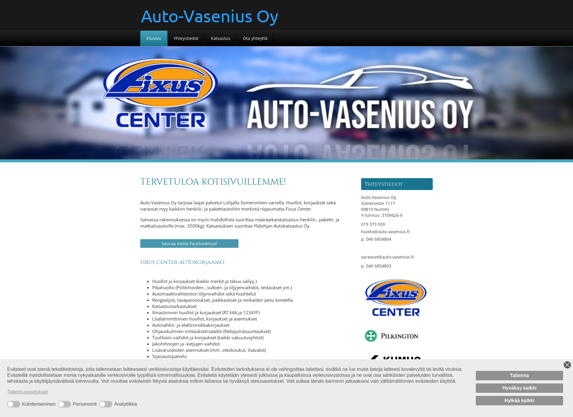 Skärmdump för auto-vasenius.fi