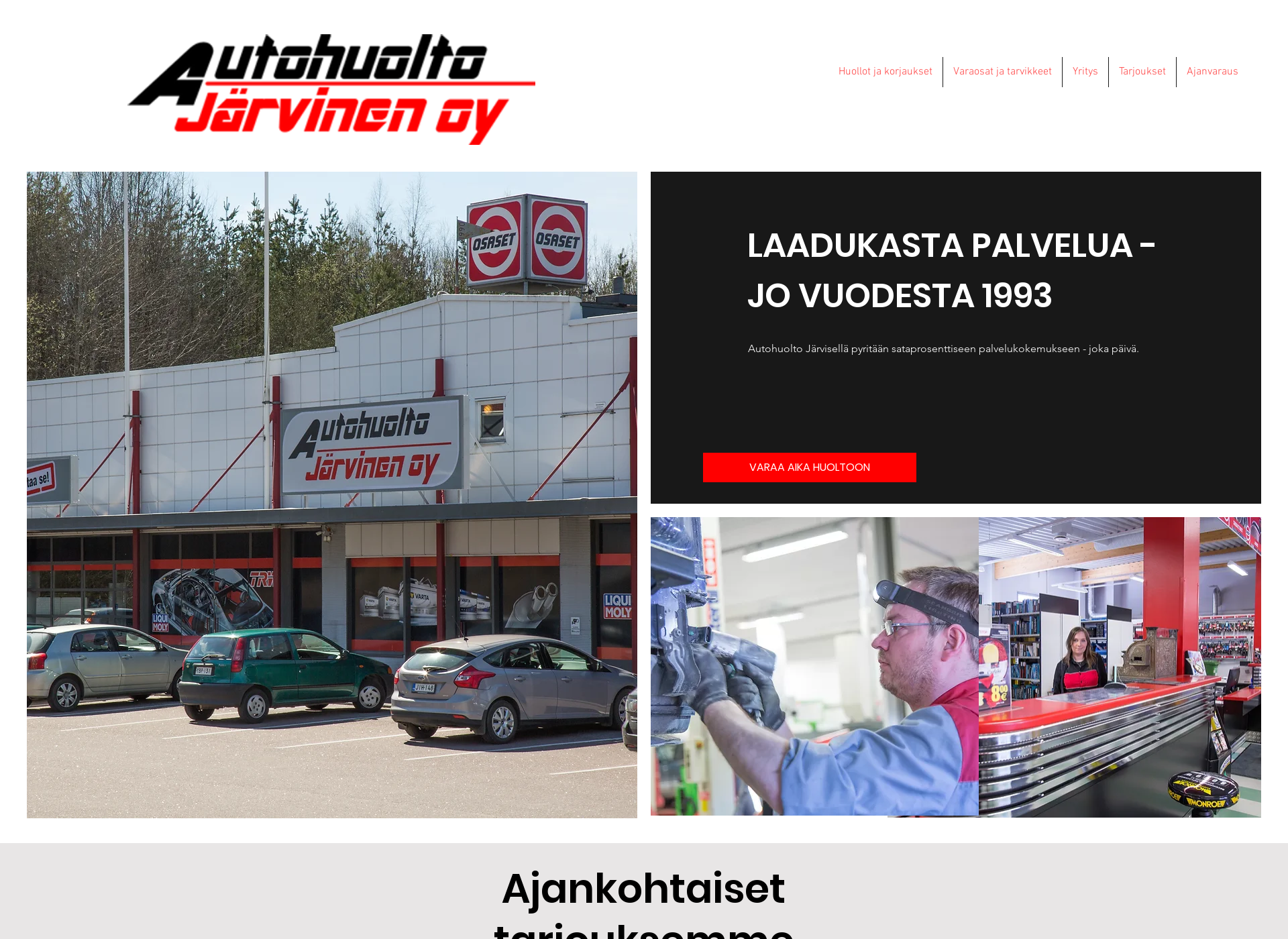 Skärmdump för autohuoltojarvinen.fi