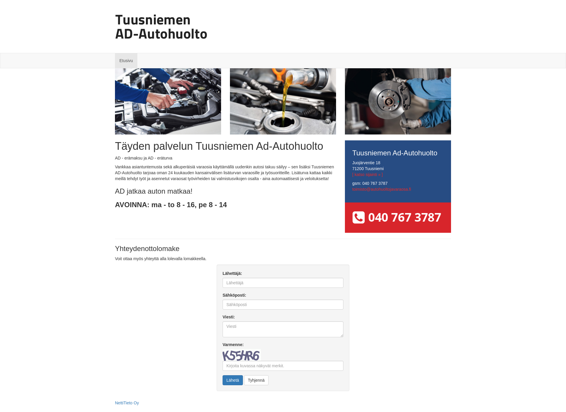 Skärmdump för autohuoltojavaraosa.fi