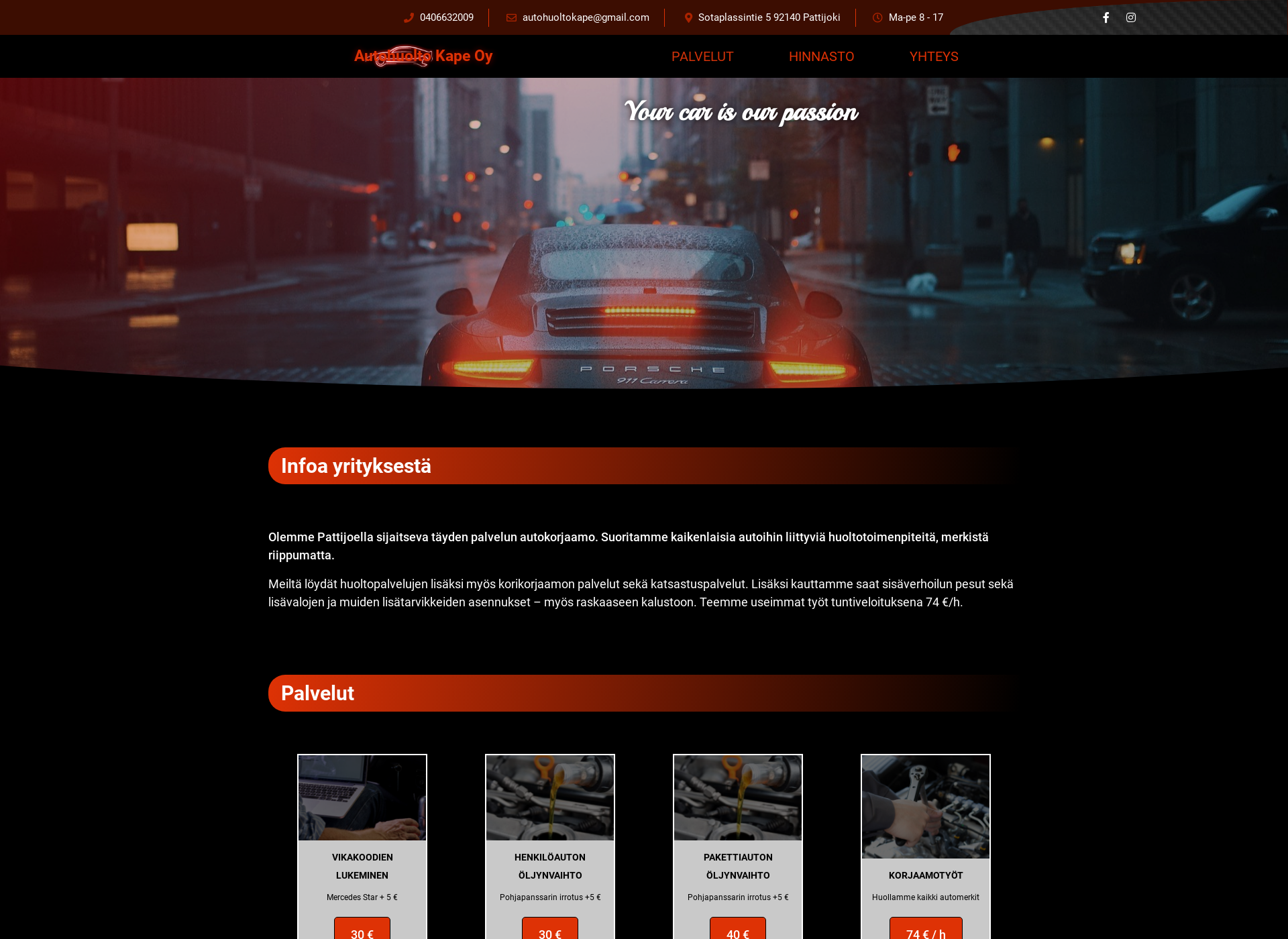 Screenshot for autohuoltokape.fi