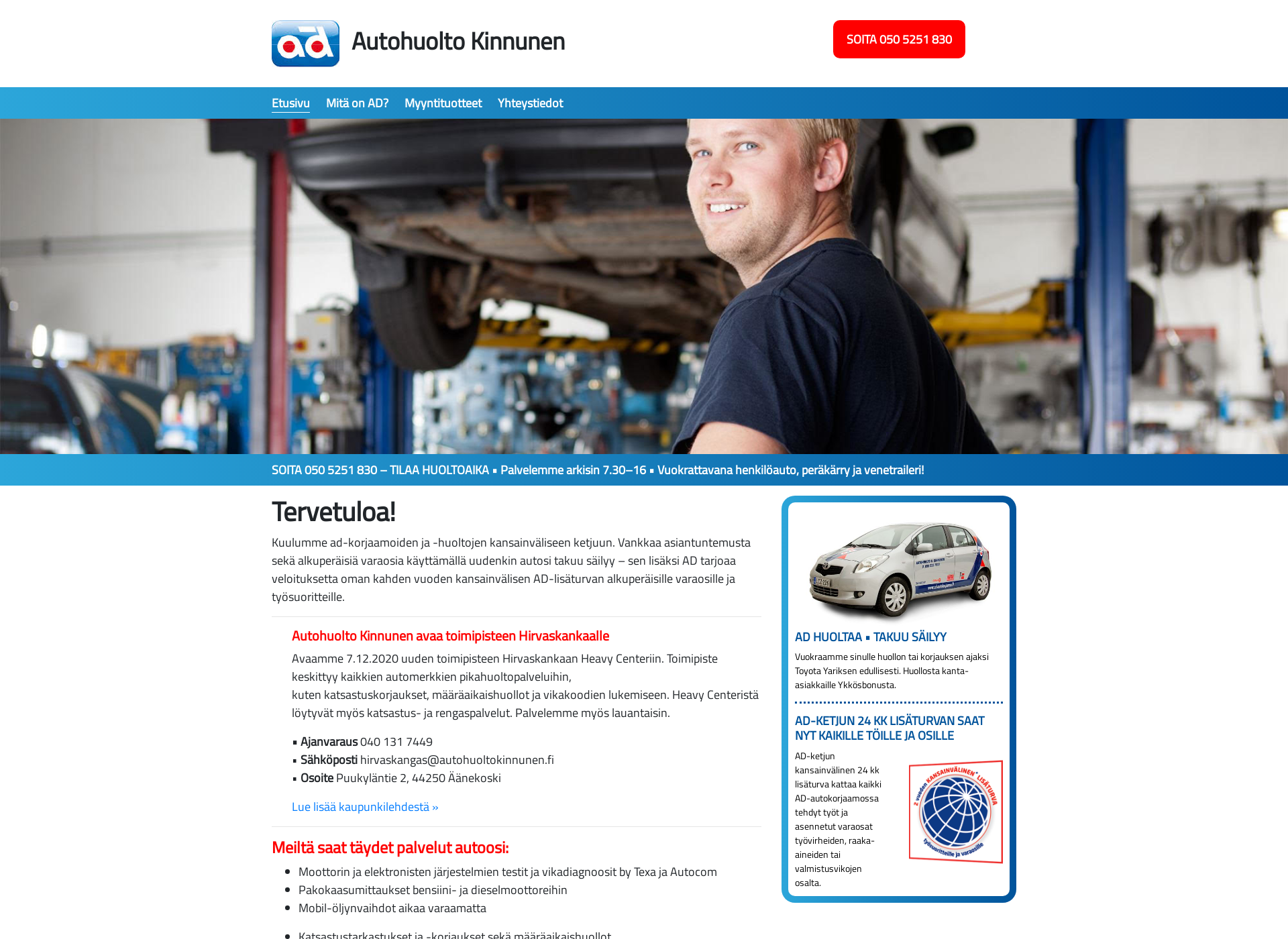 Screenshot for autohuoltokinnunen.fi