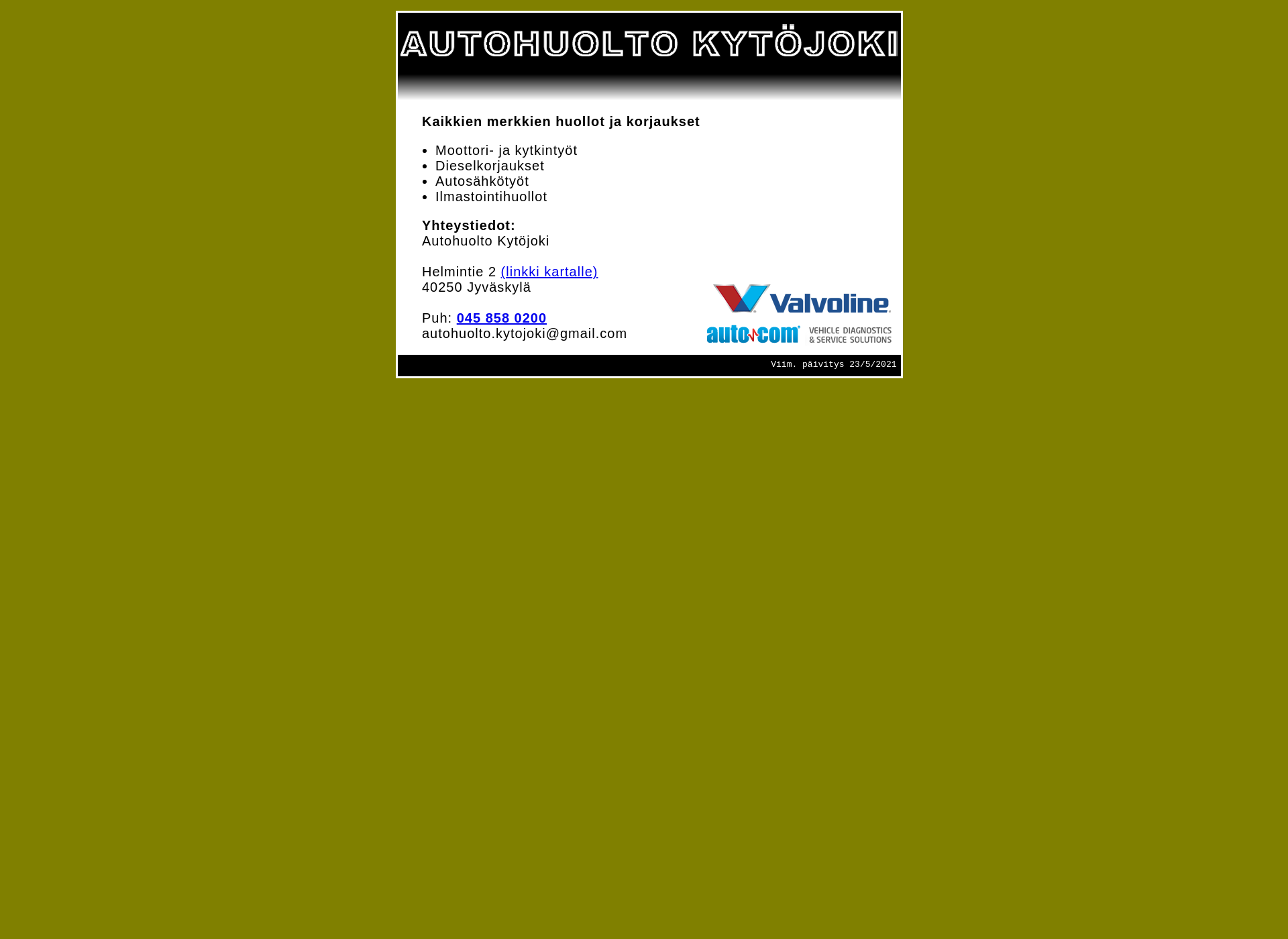 Screenshot for autohuoltokytojoki.fi