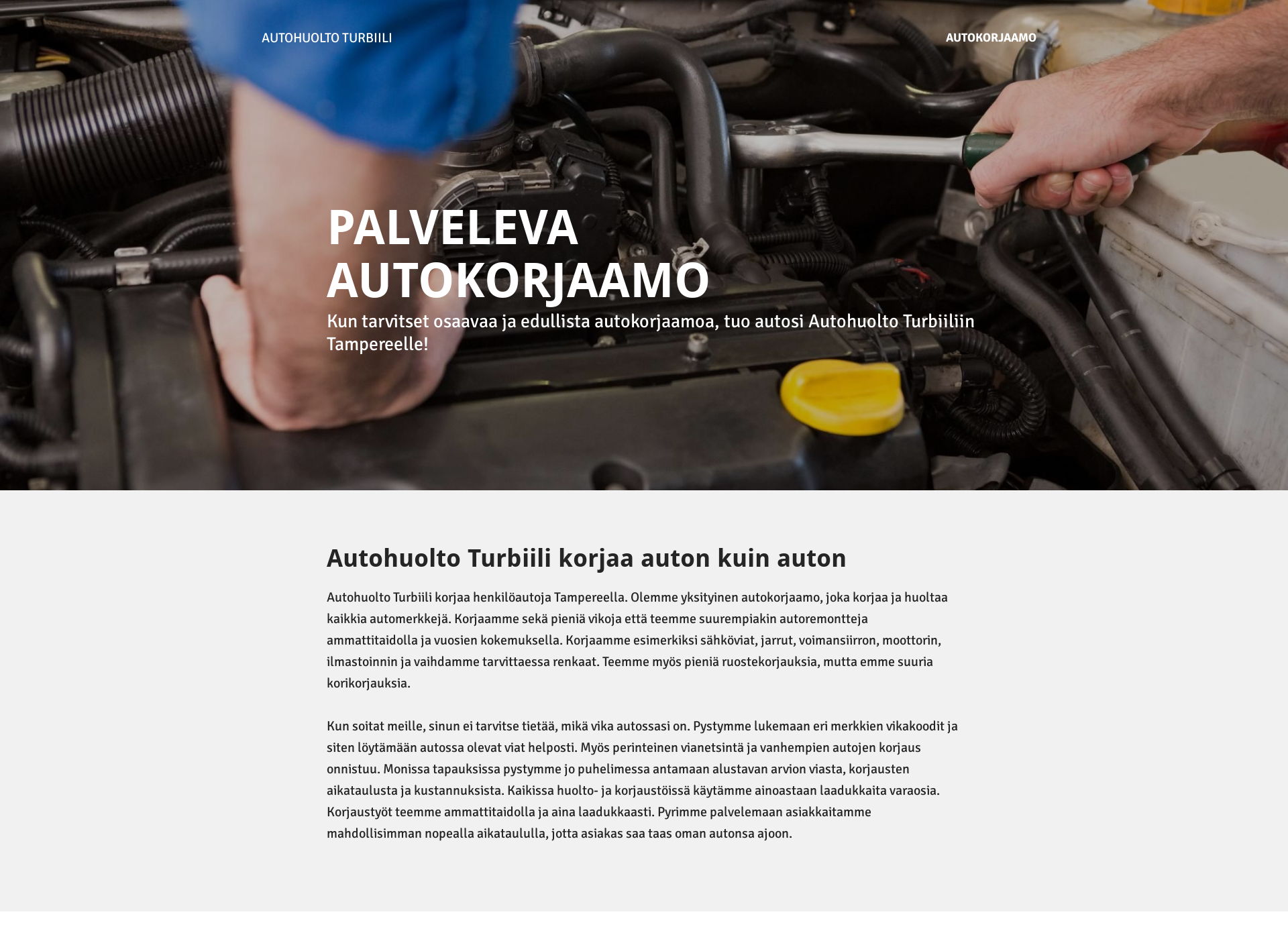 Skärmdump för autohuoltoturbiili.fi