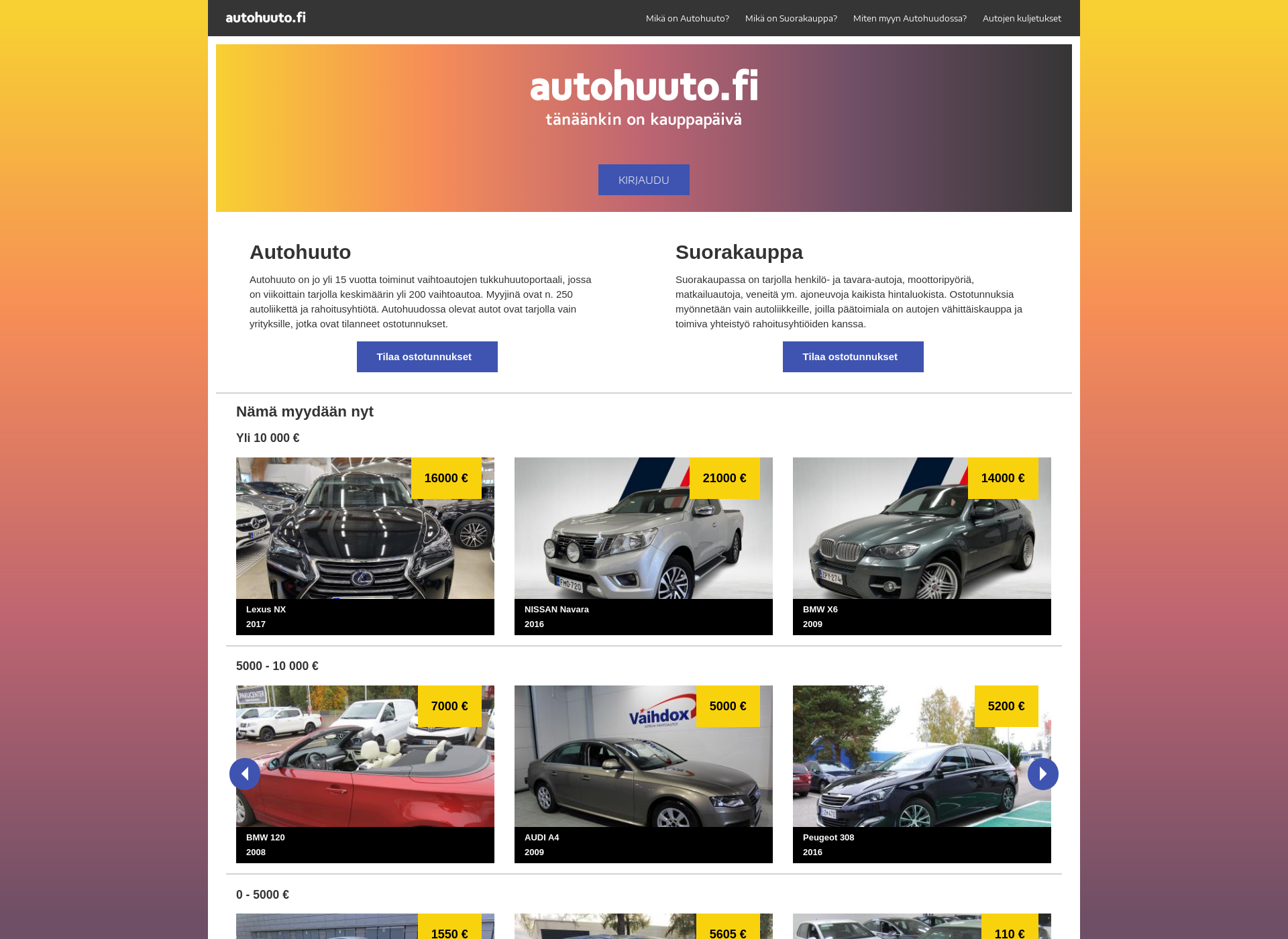 Screenshot for autohuuto.fi