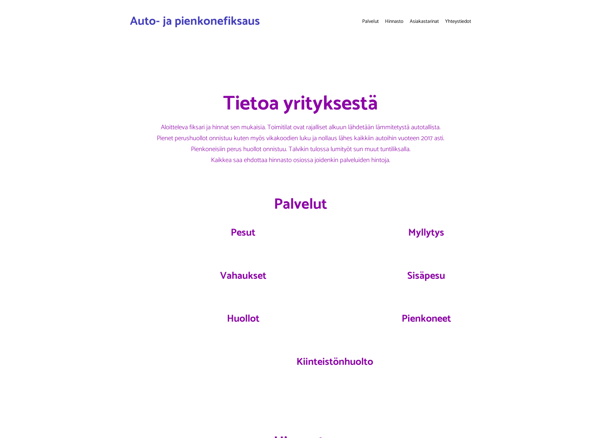 Skärmdump för autojapienkonefiksausjseppala.fi