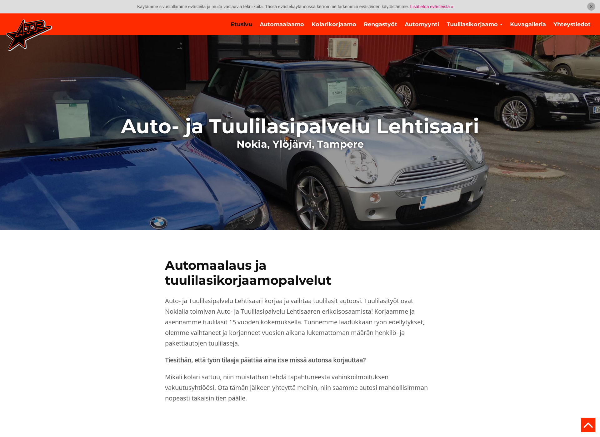 Screenshot for autojatuulilasipalvelu.fi