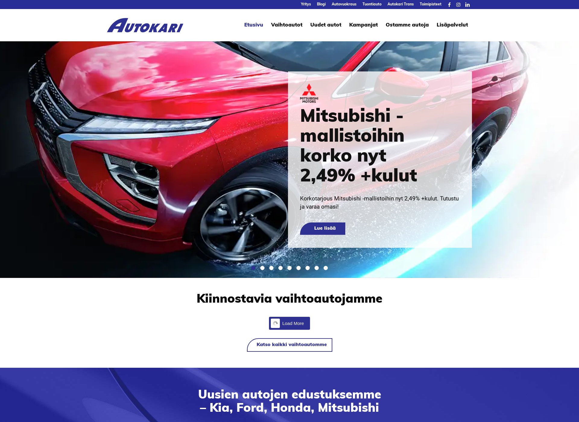 Skärmdump för autokari.fi