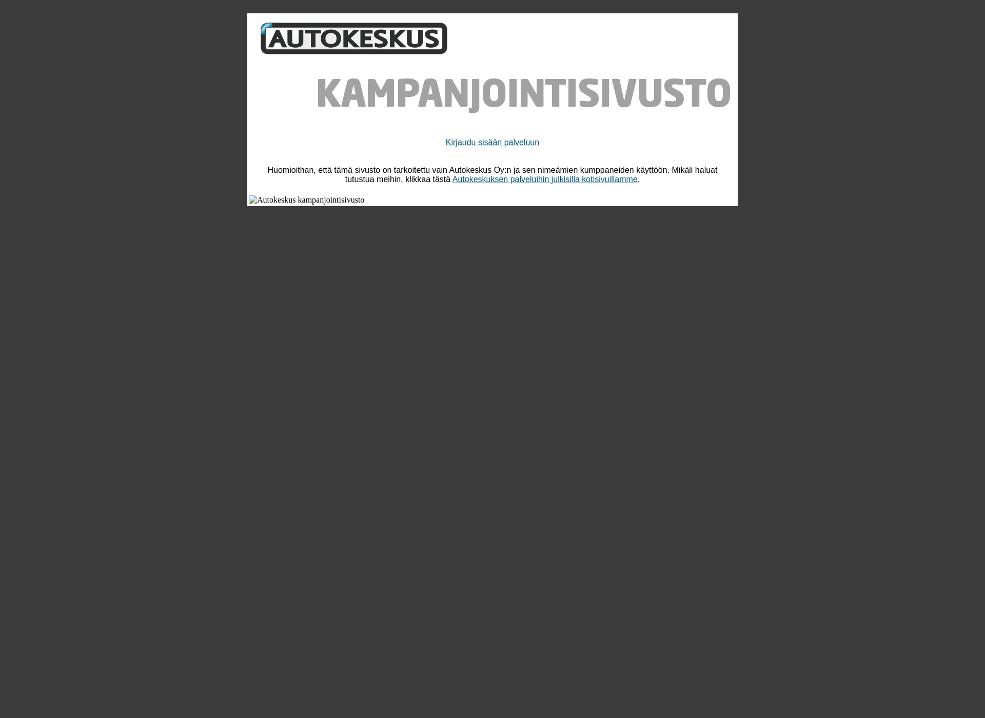Skärmdump för autokeskuskampanja.fi
