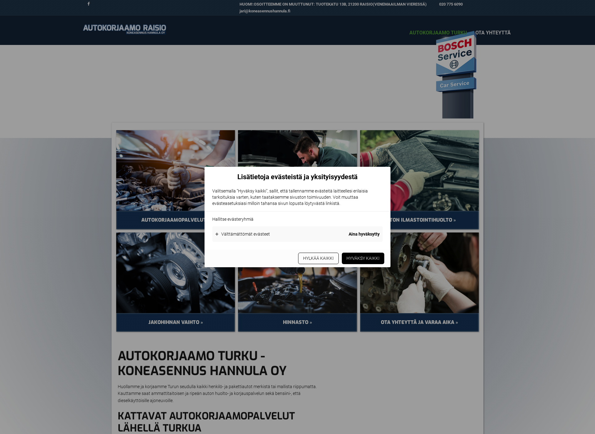 Skärmdump för autokorjaamo-turku.fi