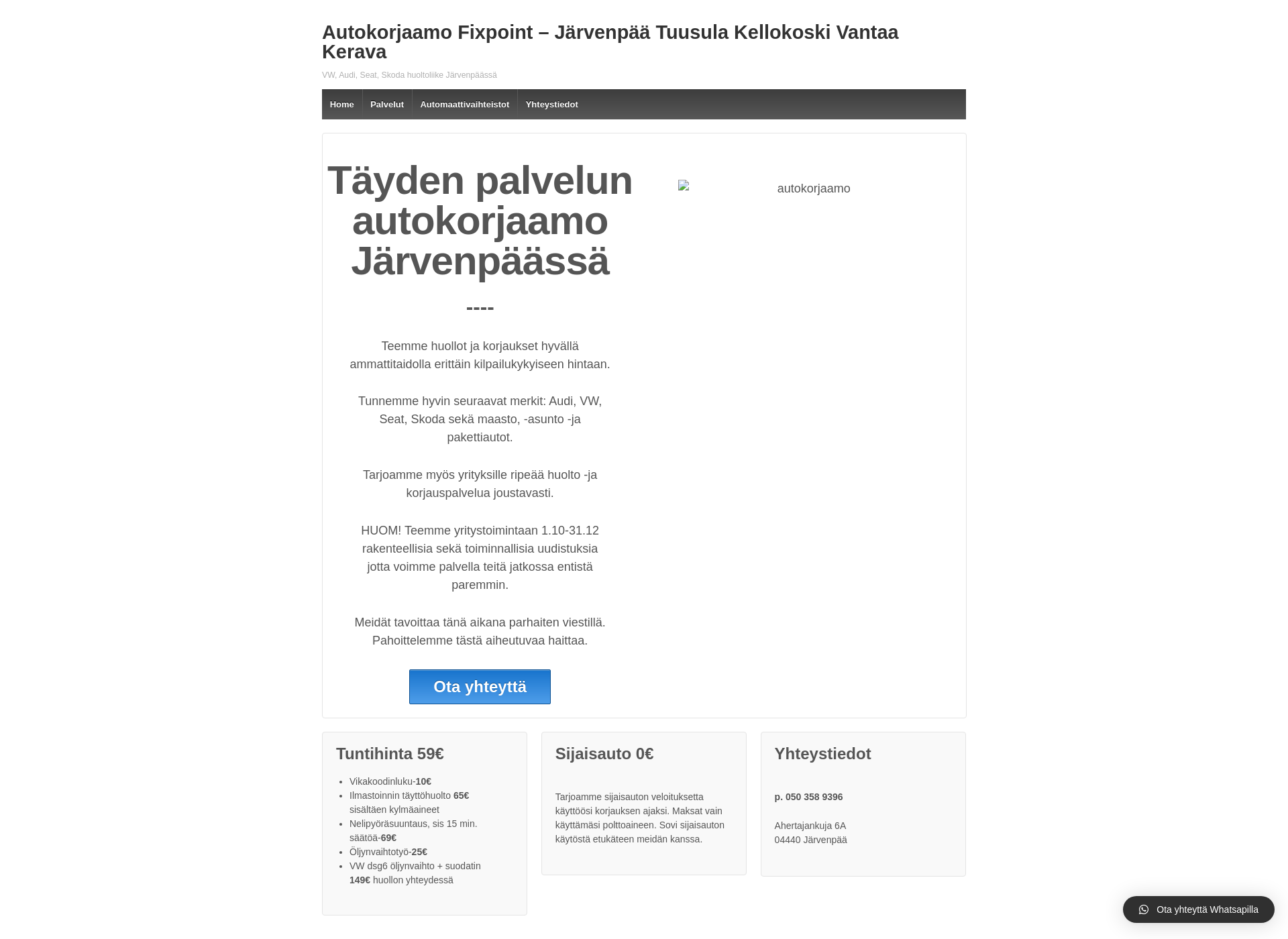 Skärmdump för autokorjaamojarvenpaa.fi