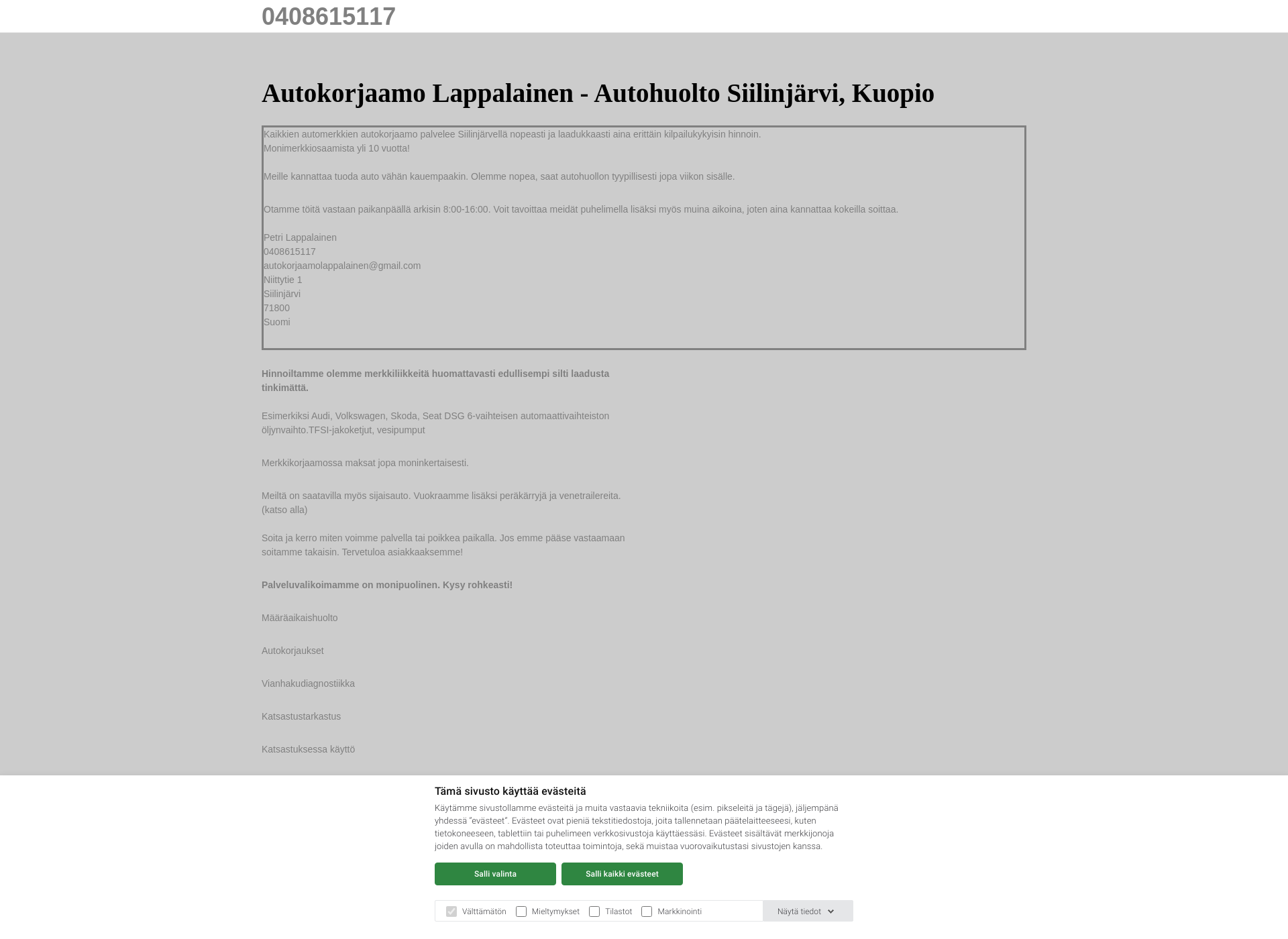 Screenshot for autokorjaamolappalainen.fi
