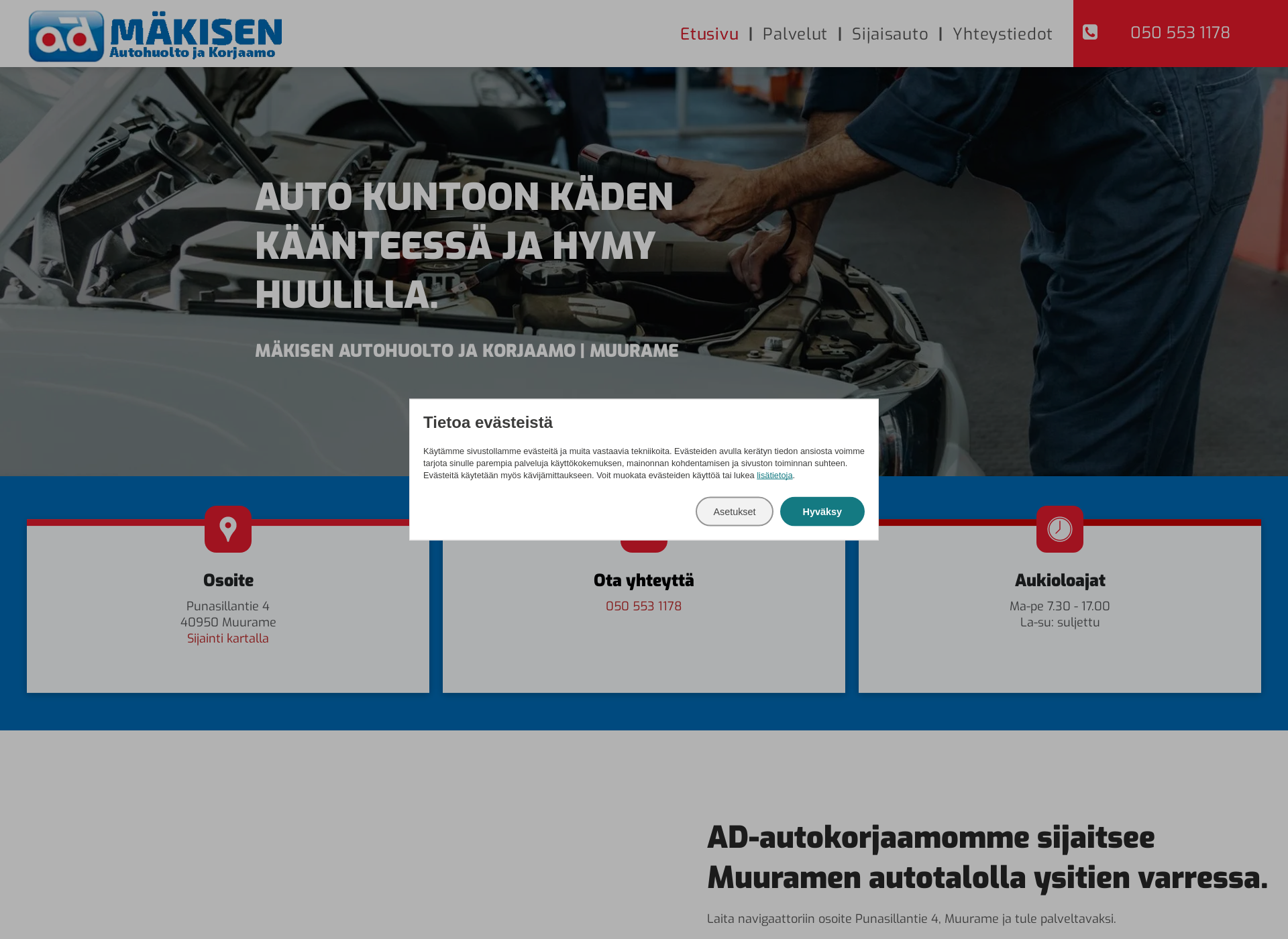 Skärmdump för autokorjaamomuurame.fi