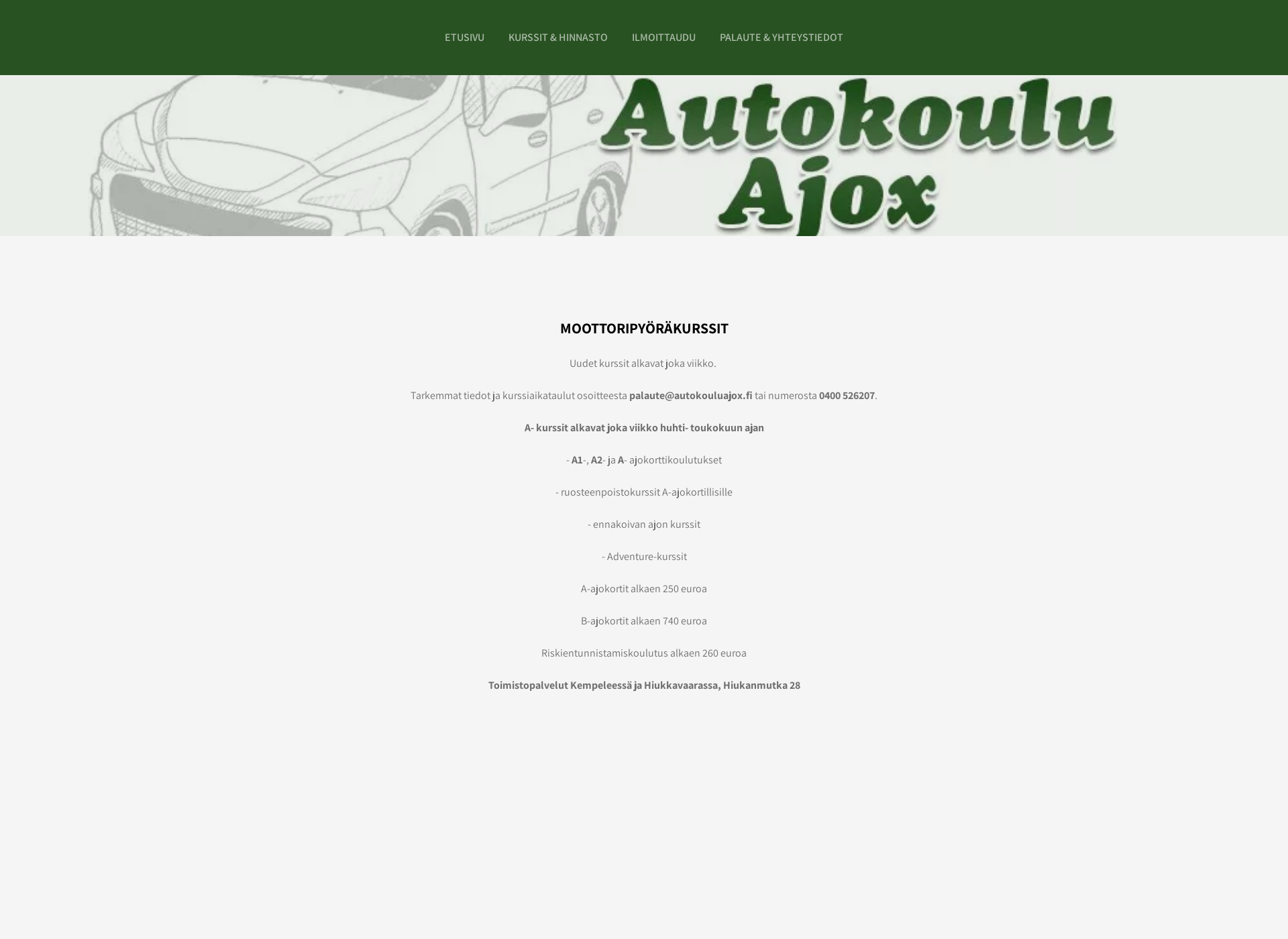 Skärmdump för autokouluajox.fi