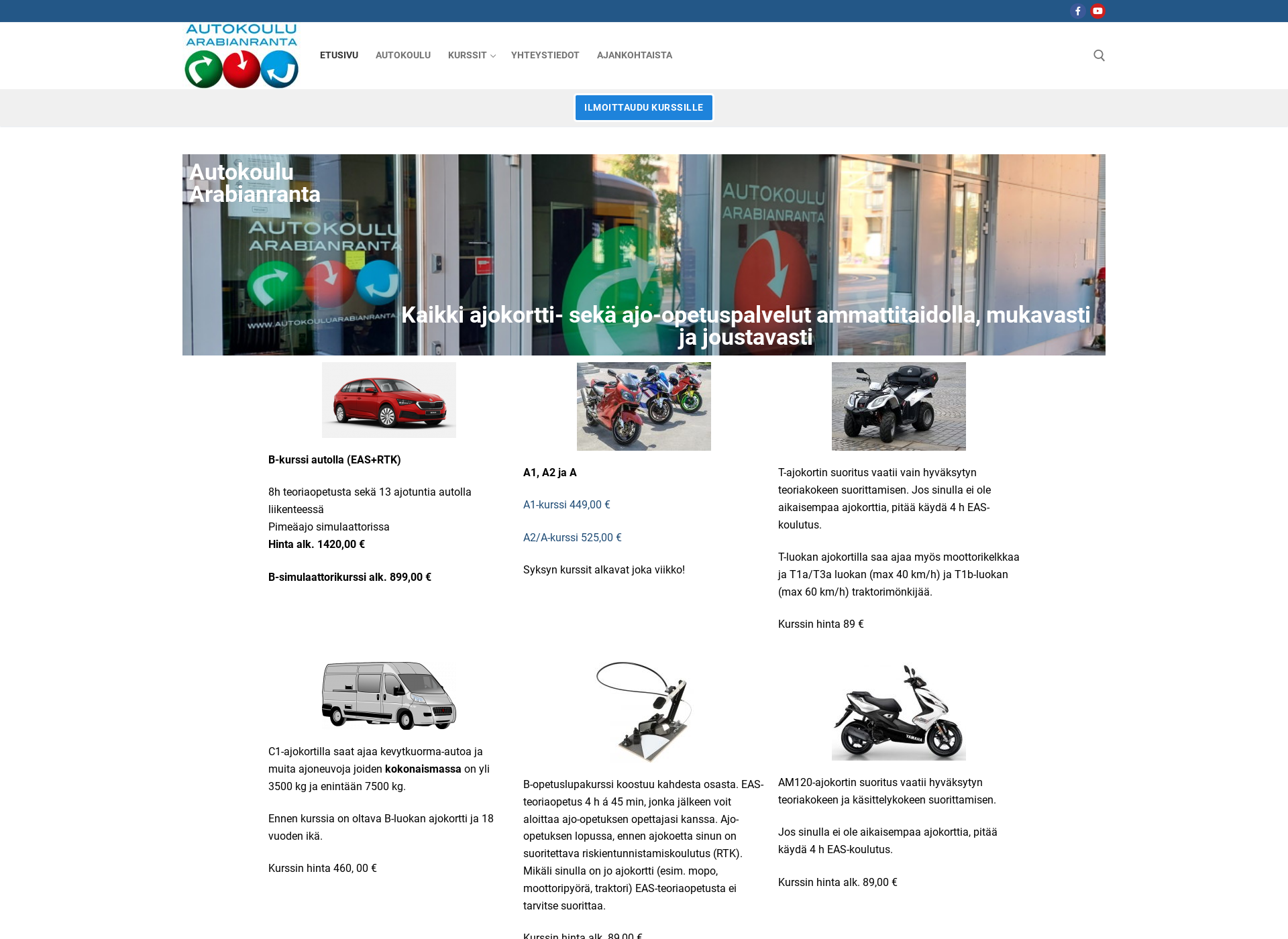Screenshot for autokouluarabianranta.fi