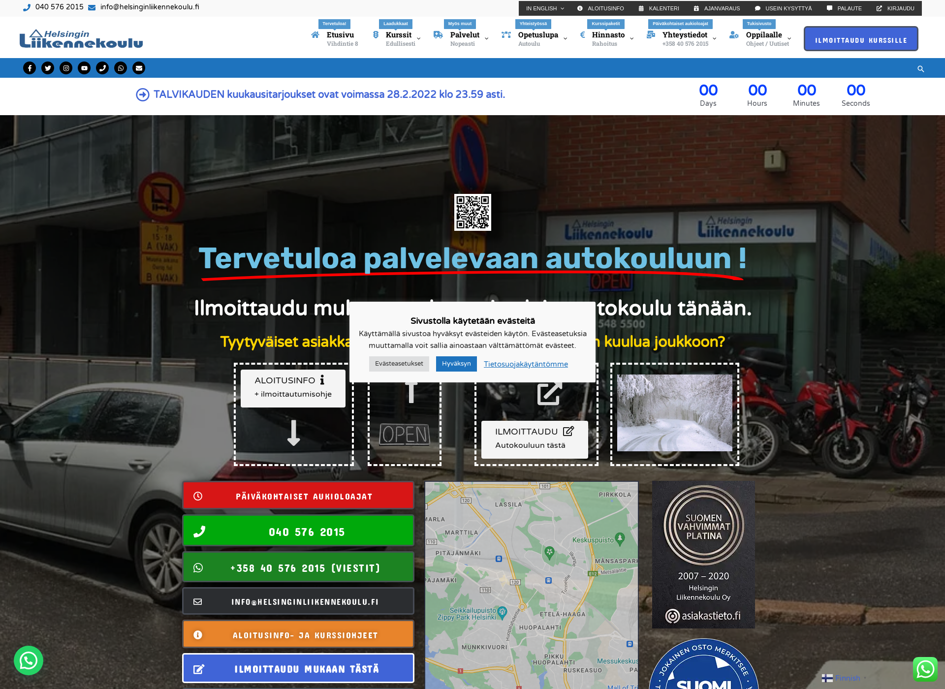 Skärmdump för autokouluhinta.fi