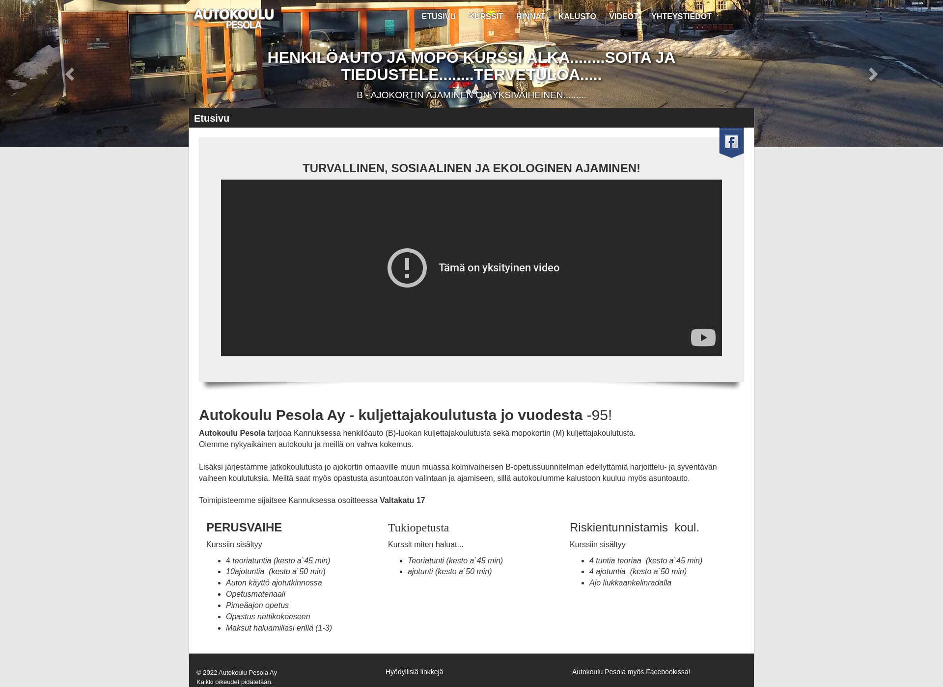 Skärmdump för autokoulupesola.fi
