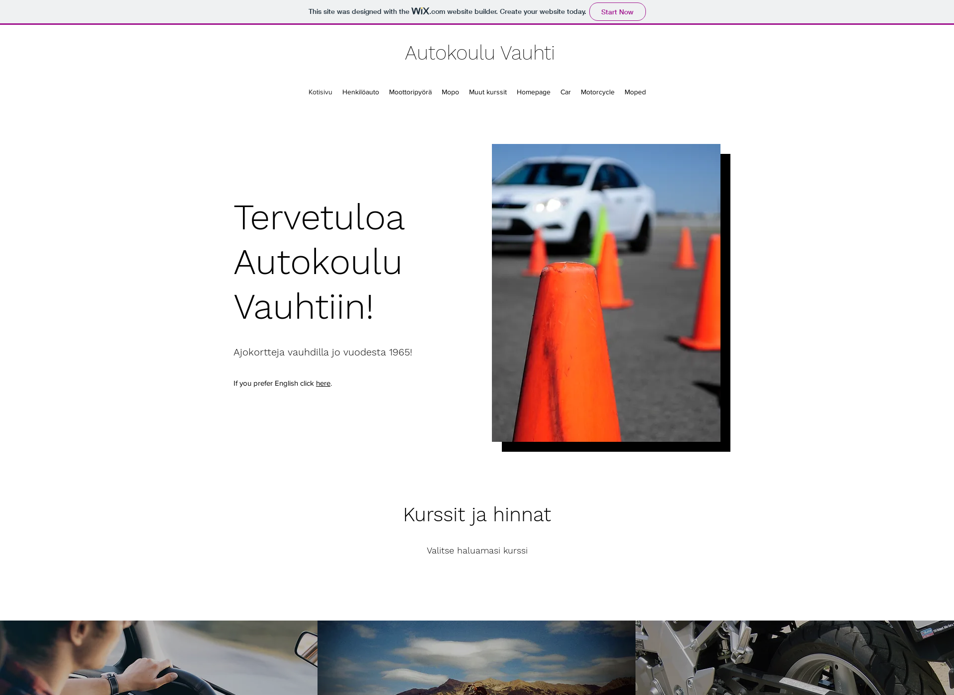 Skärmdump för autokouluvauhti.fi