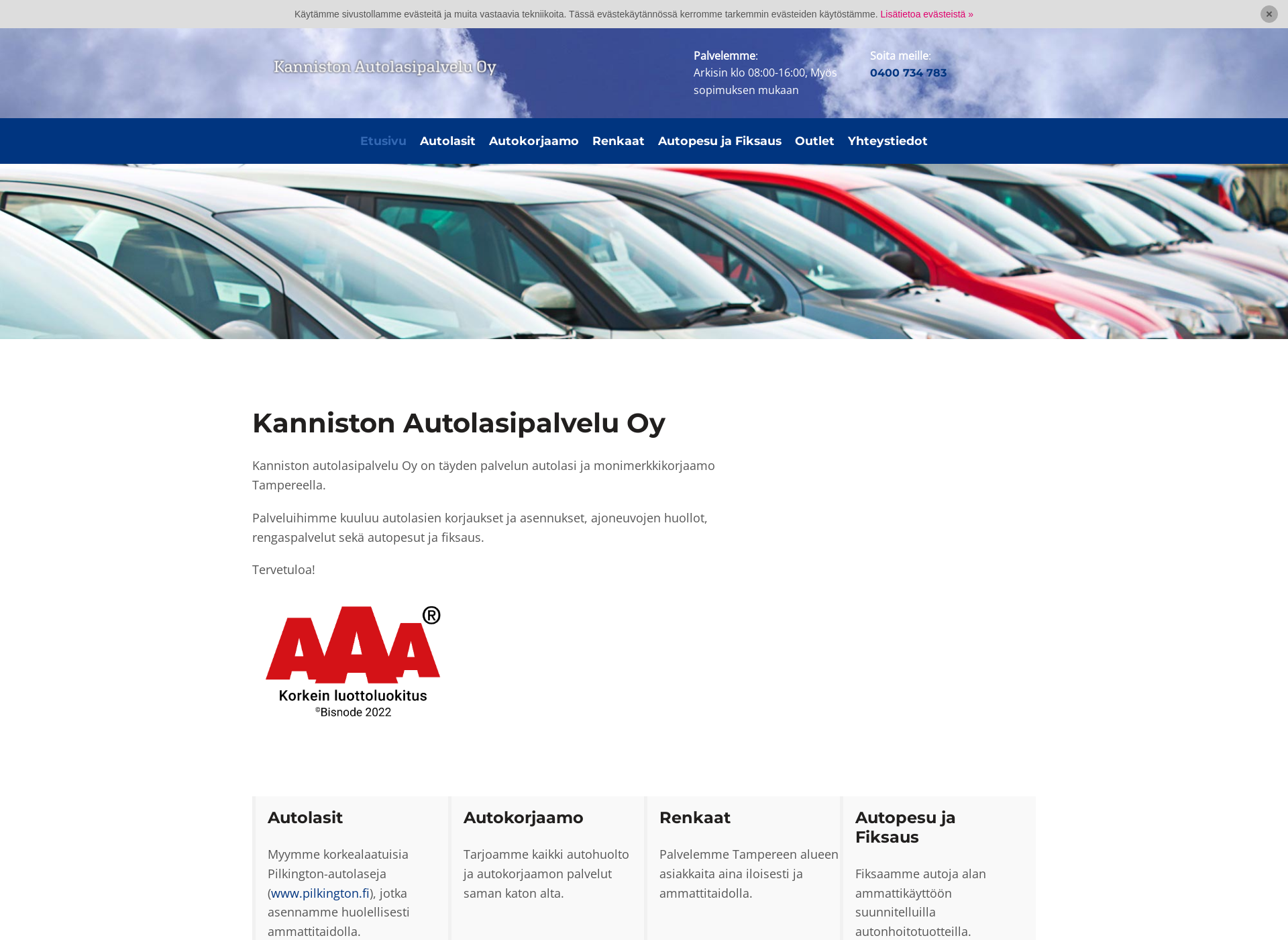 Skärmdump för autolasipalvelu.fi