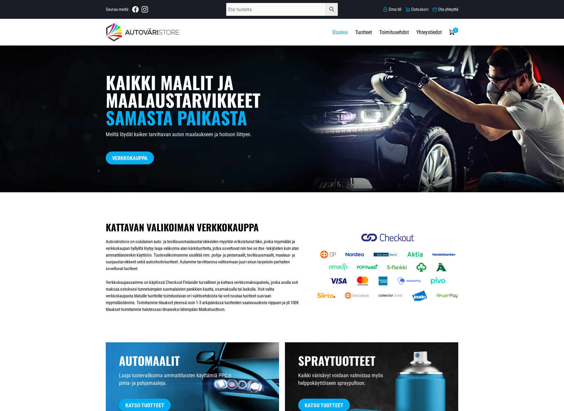 Skärmdump för automaalikauppa.fi