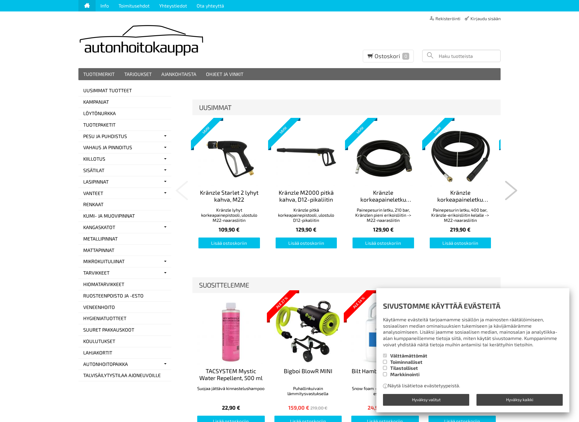 Skärmdump för autonhoitokauppa.fi