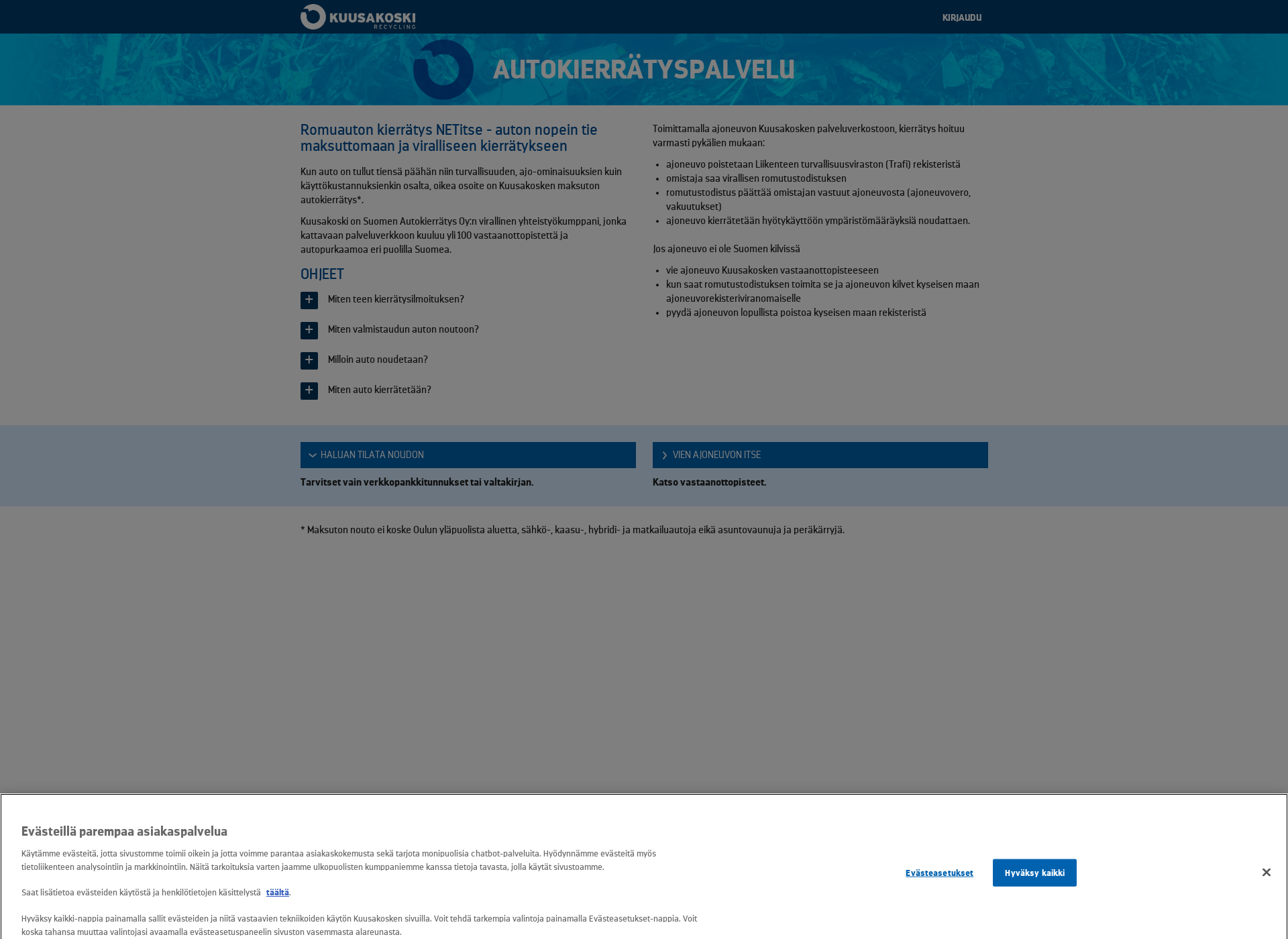 Skärmdump för autonkierratys.fi