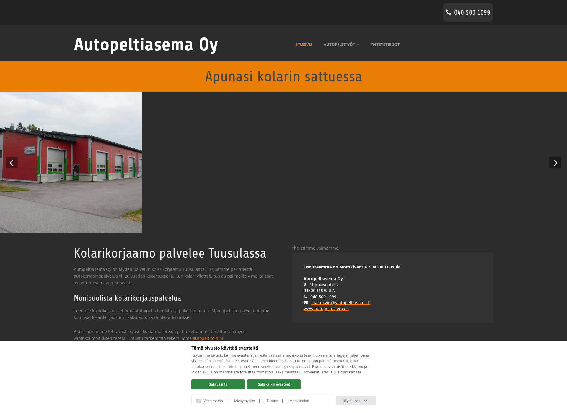 Skärmdump för autopeltiasema.fi