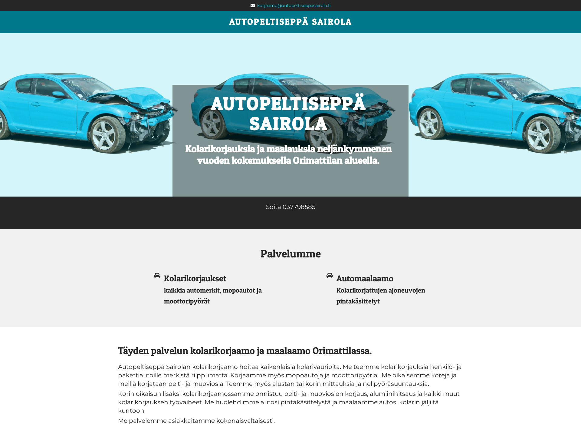 Skärmdump för autopeltiseppasairola.fi