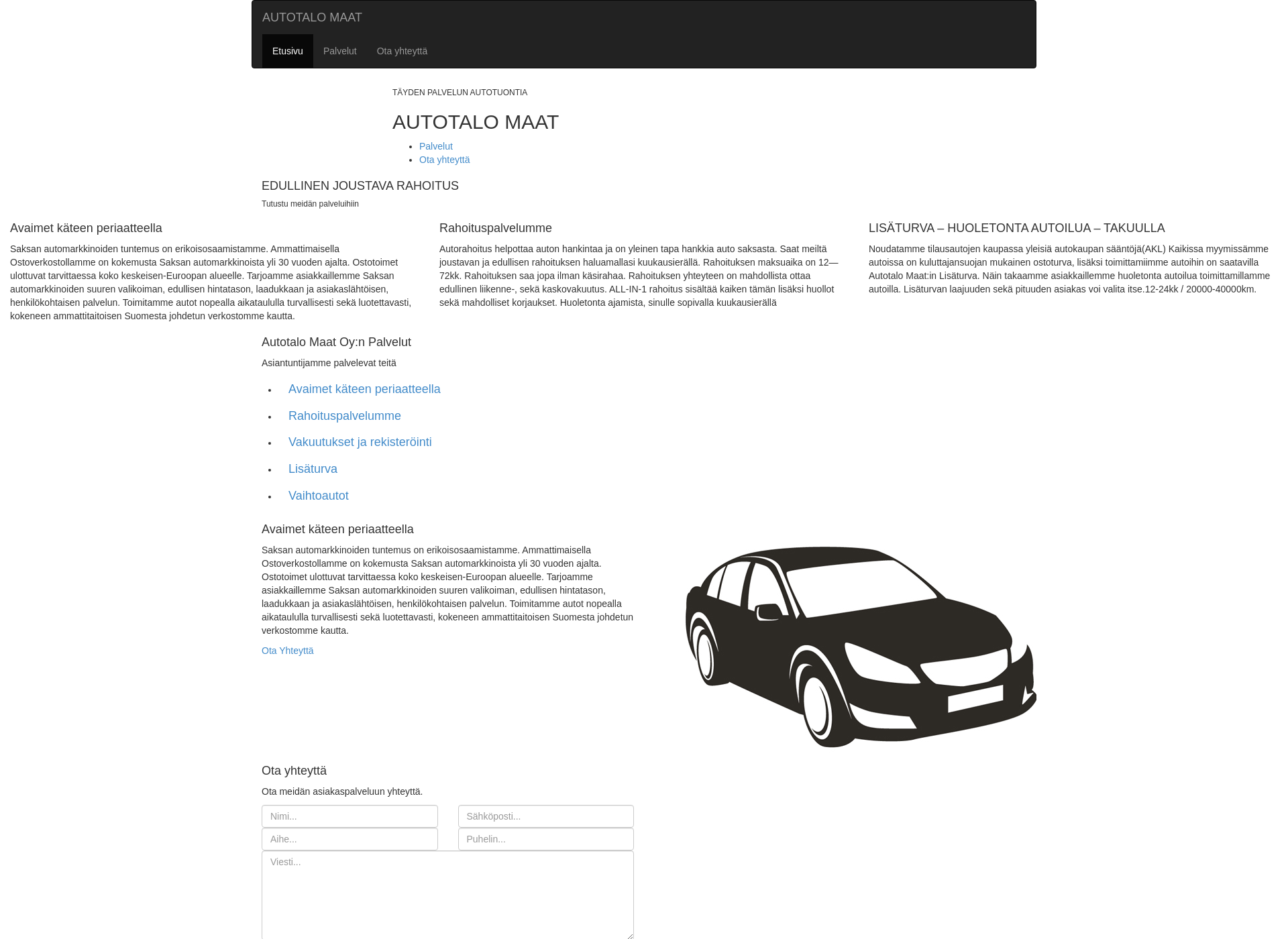 Skärmdump för autotalomaat.fi