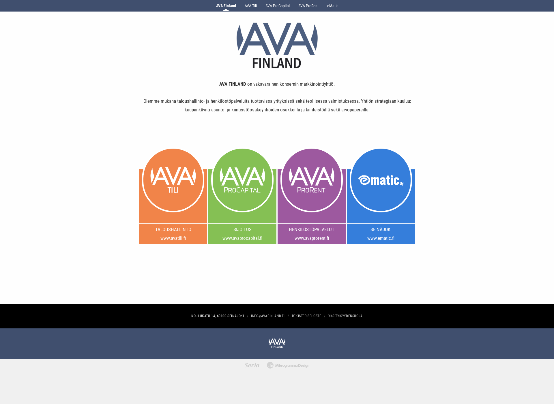 Skärmdump för avafinland.fi