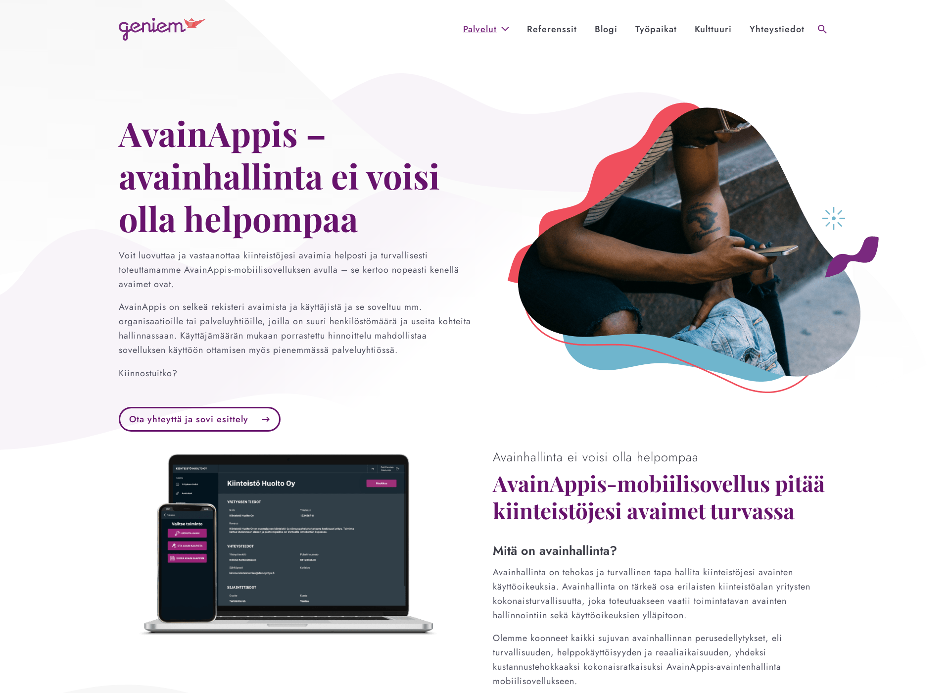 Skärmdump för avainappis.fi