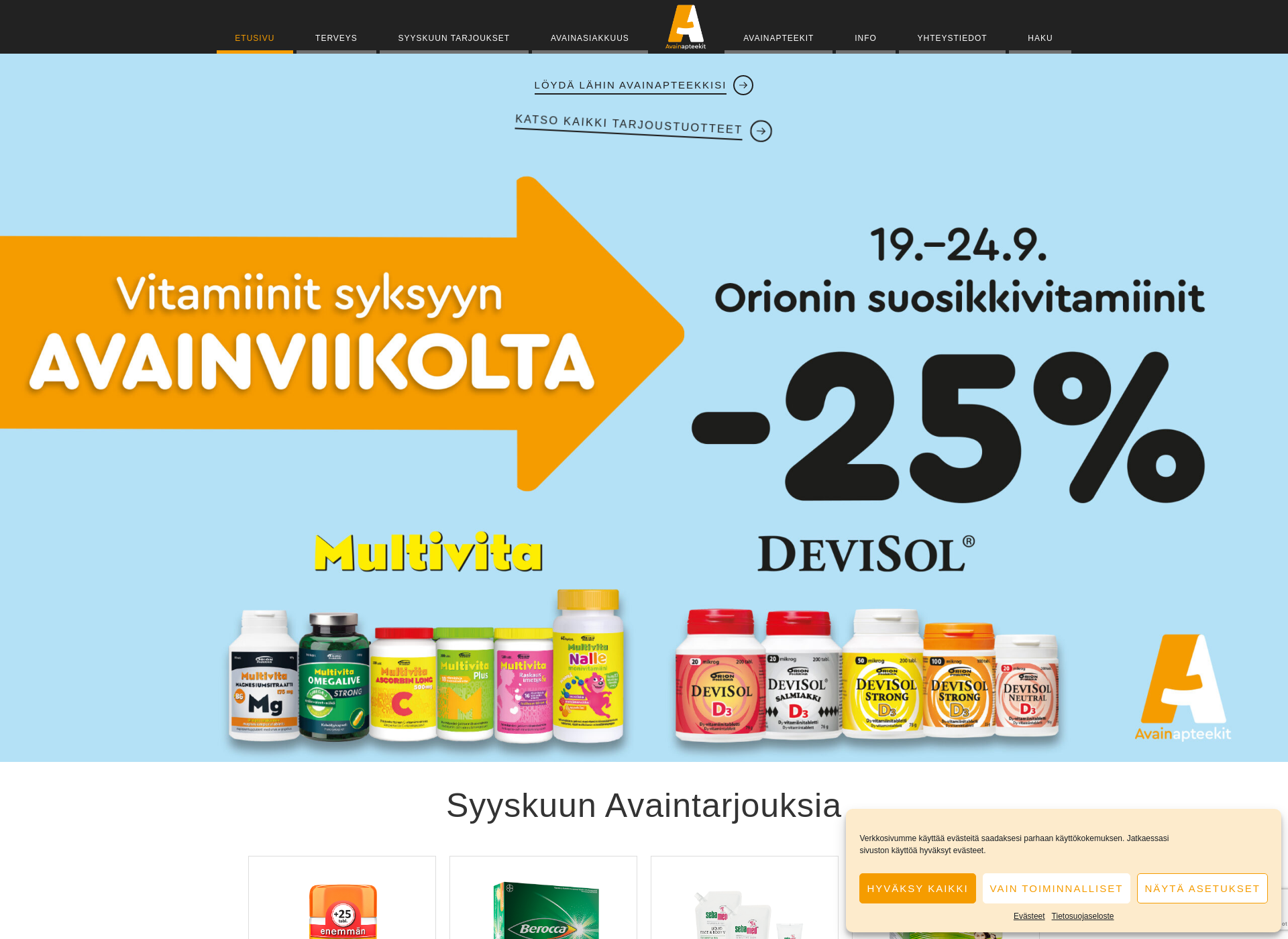 Skärmdump för avainapteekit.fi