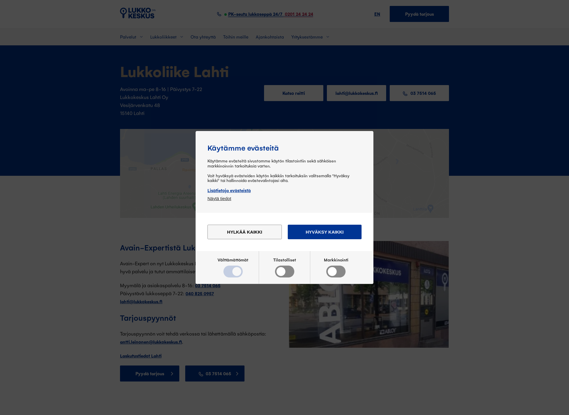 Skärmdump för avainexpert.fi