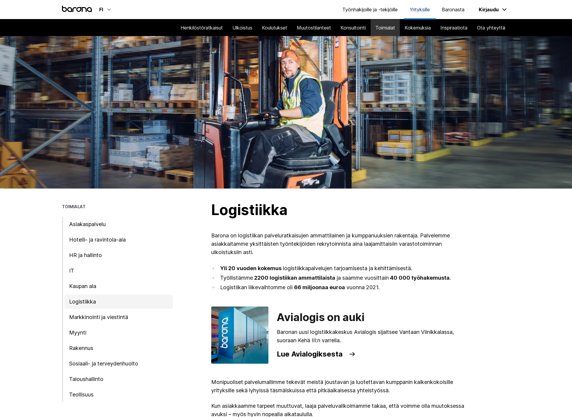 Screenshot for avainlogistiikka.fi