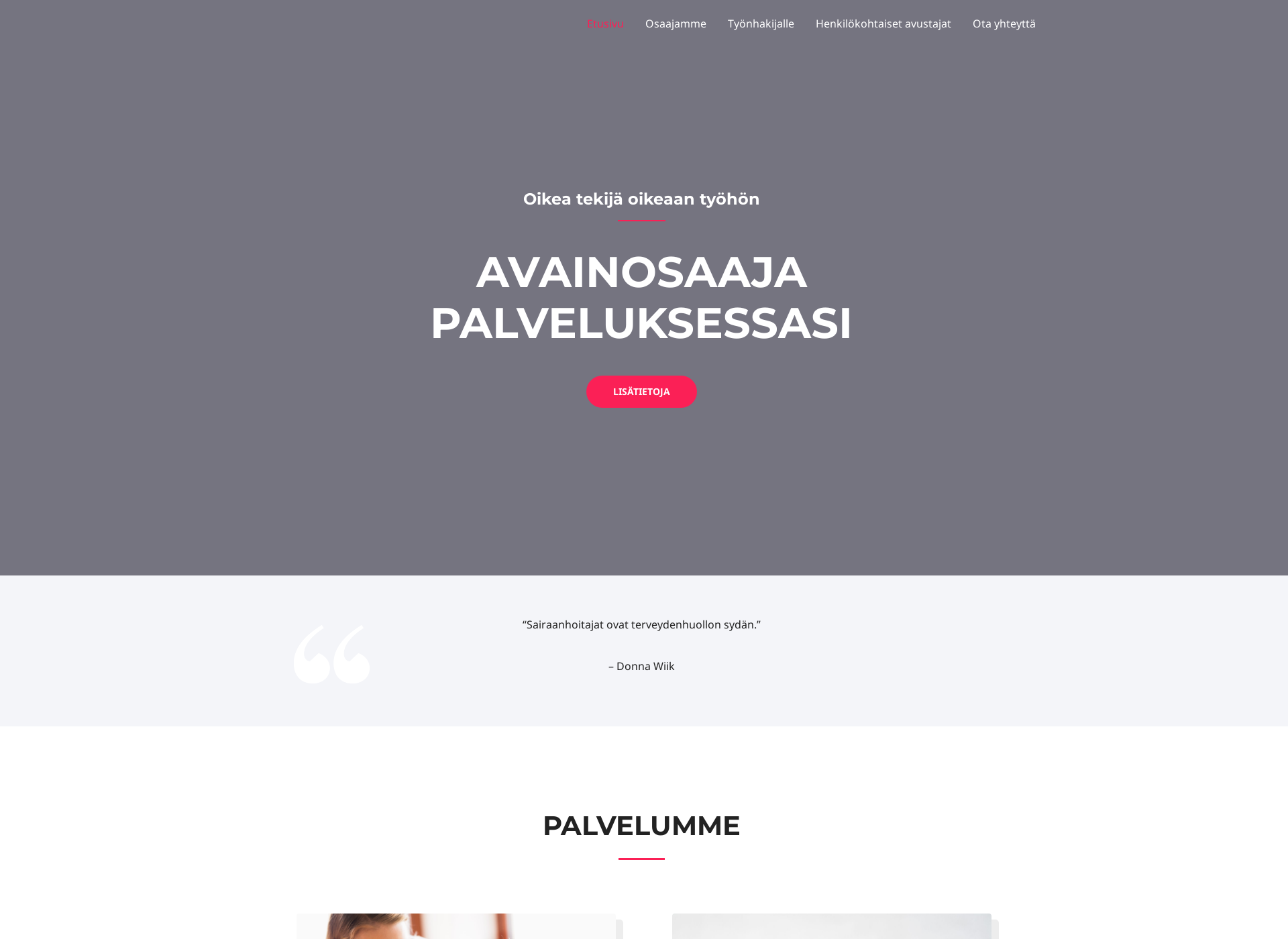 Skärmdump för avainosaaja.fi