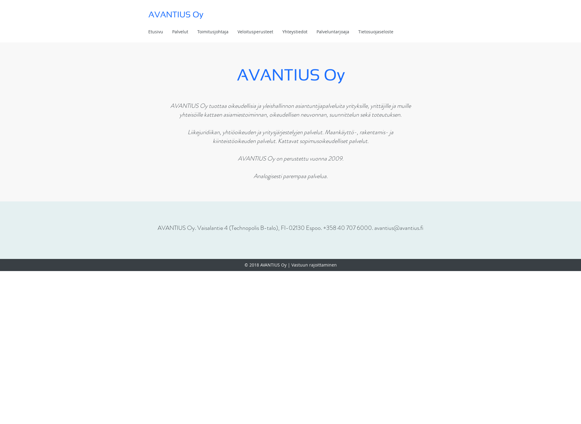 Screenshot for avantius.fi