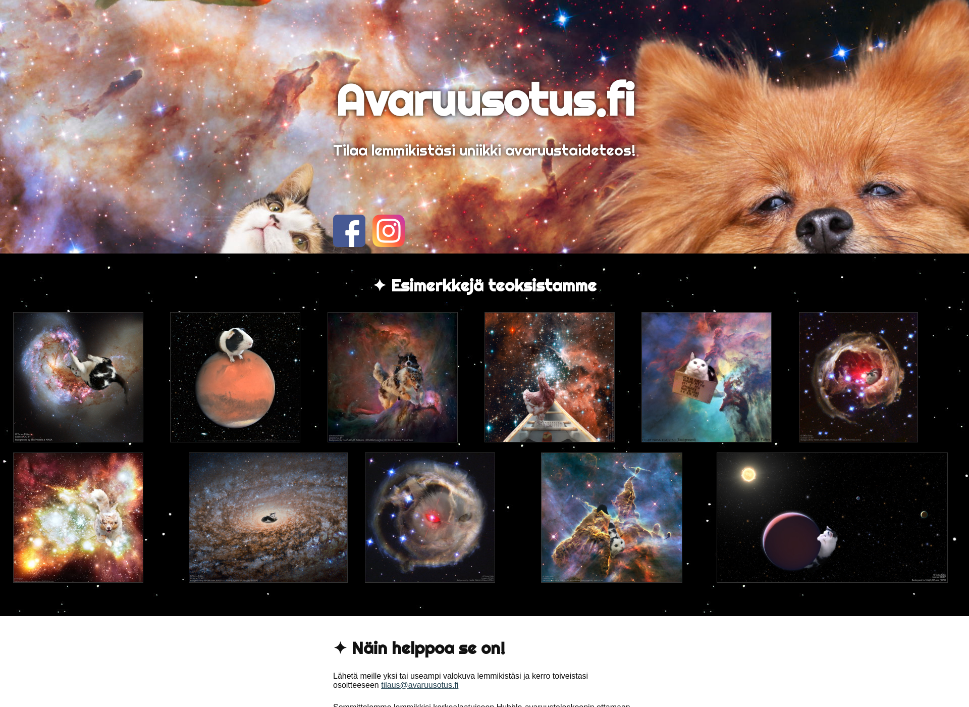 Skärmdump för avaruusotus.fi