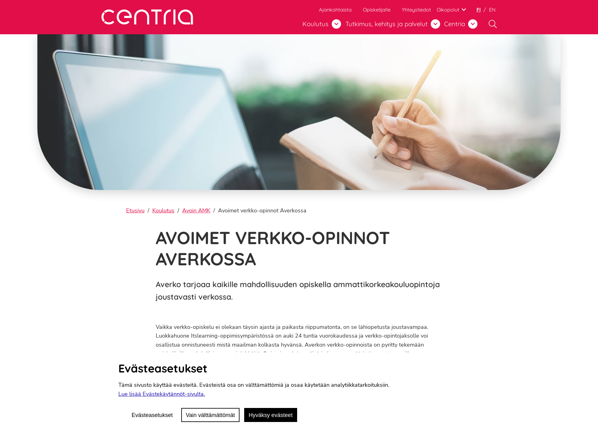 Skärmdump för averko.fi