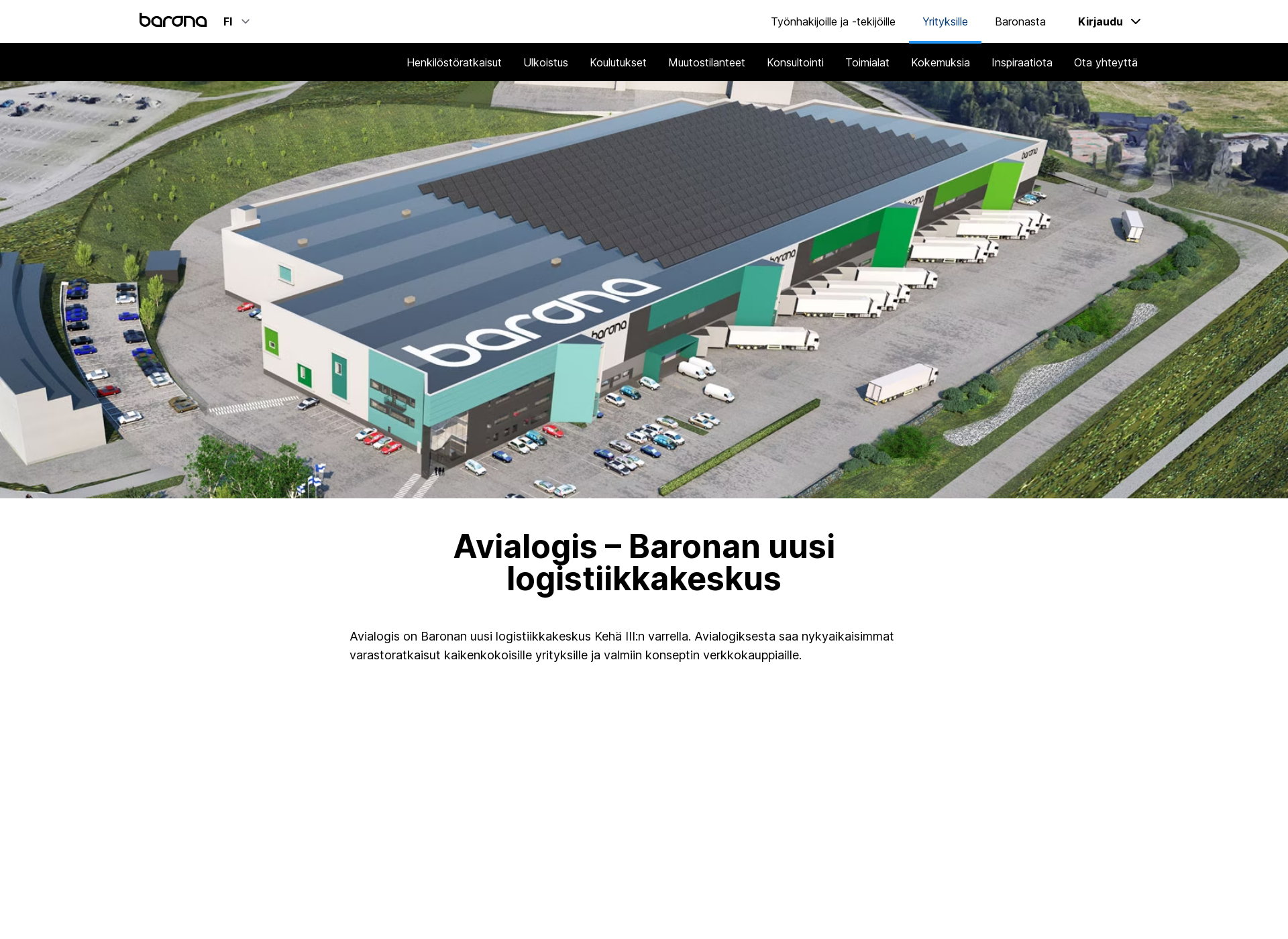Skärmdump för avialogis.fi
