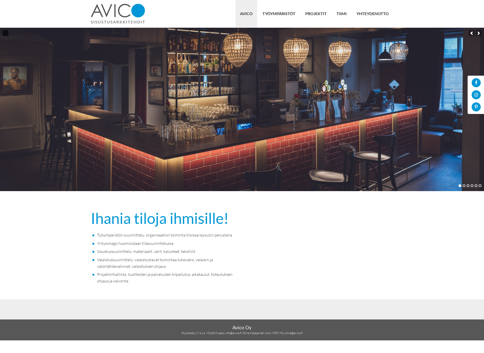 Skärmdump för avico.fi