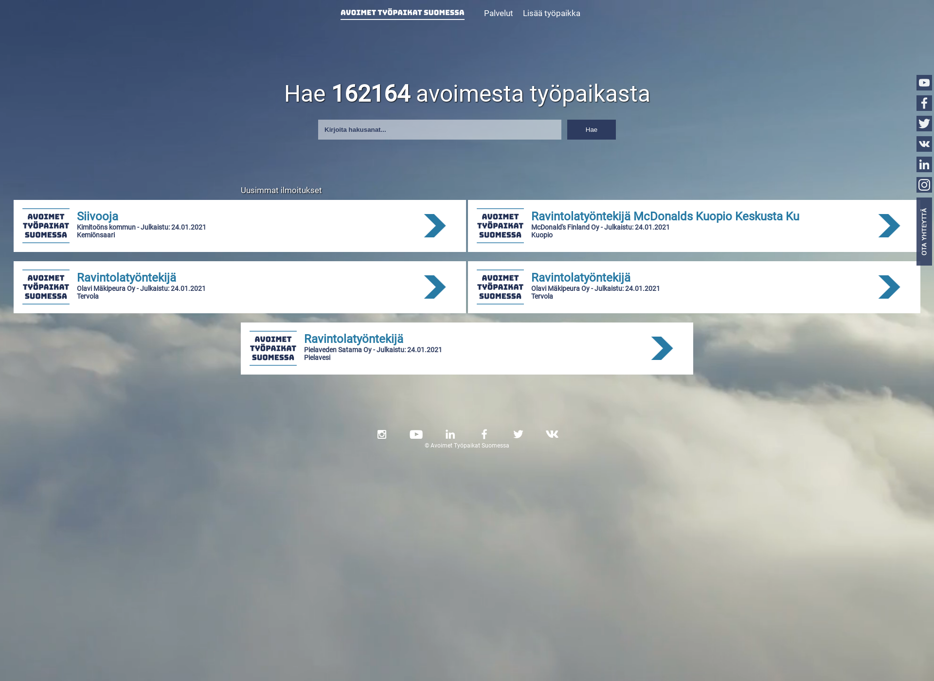 Skärmdump för avoimettyopaikatsuomessa.fi