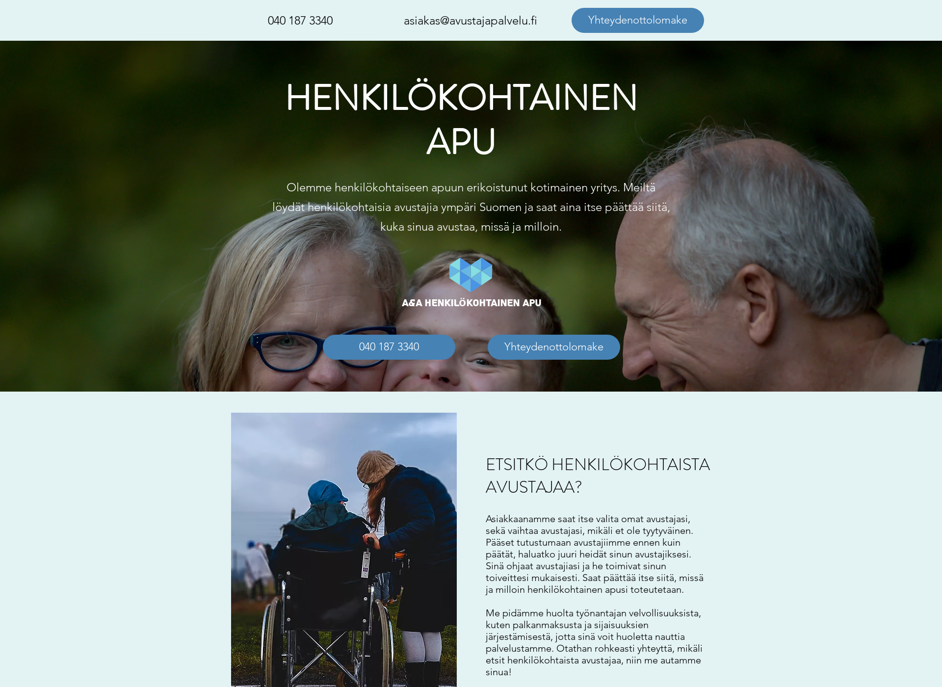 Skärmdump för avustajapalvelu.fi