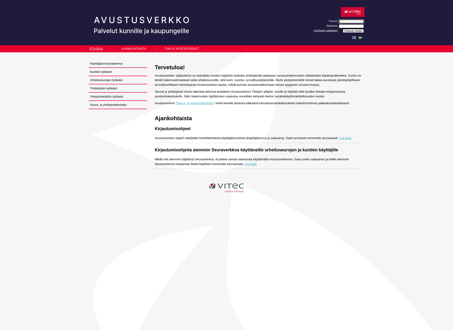Screenshot for avustusverkko.fi