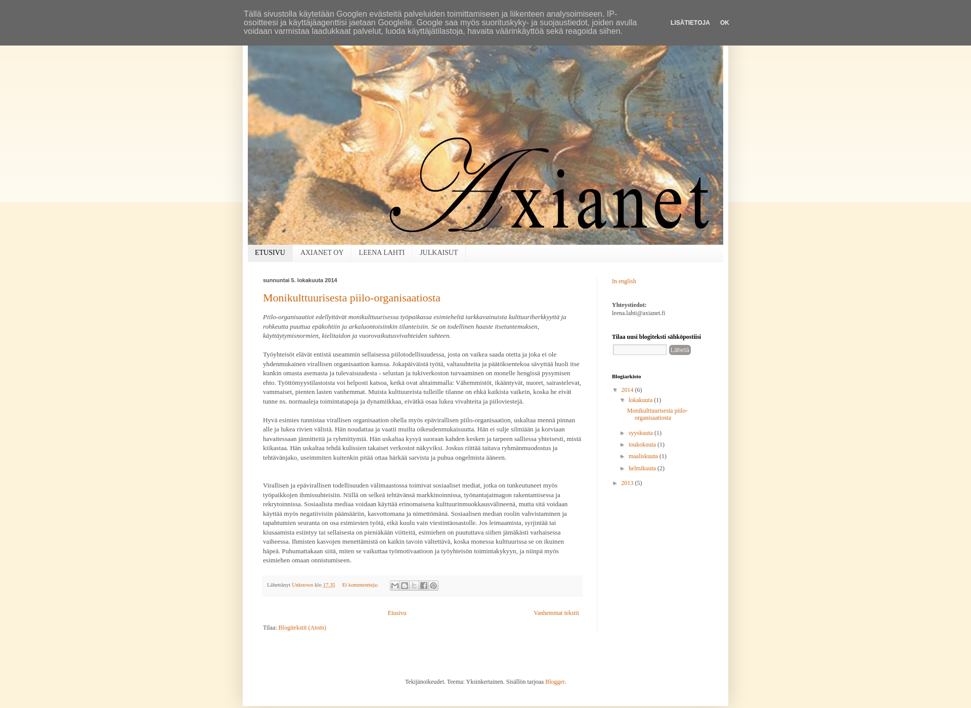 Skärmdump för axianet.fi