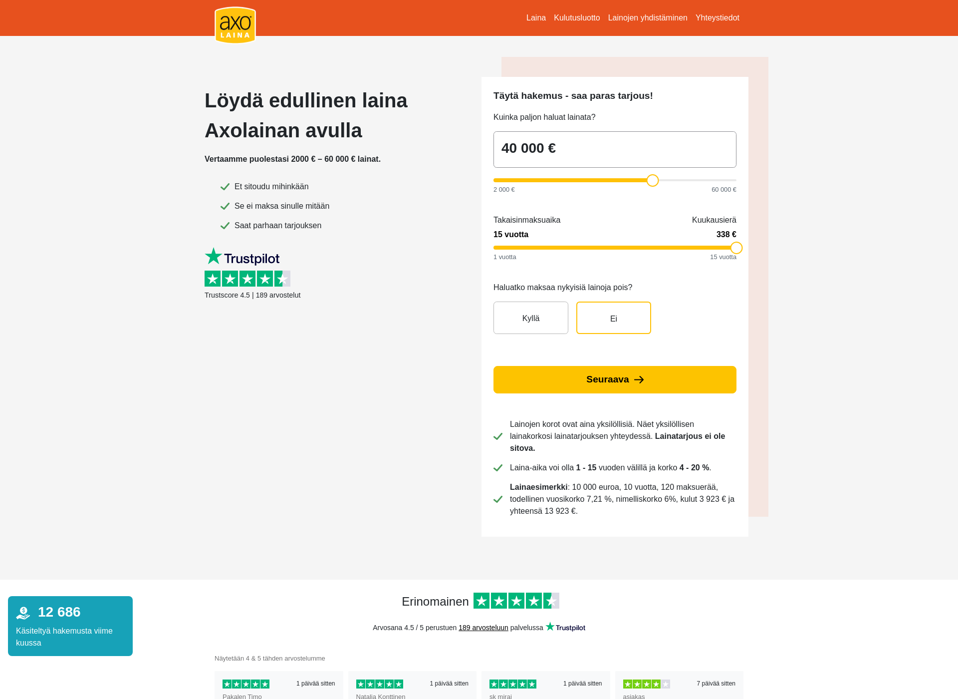 Skärmdump för axofinance.fi