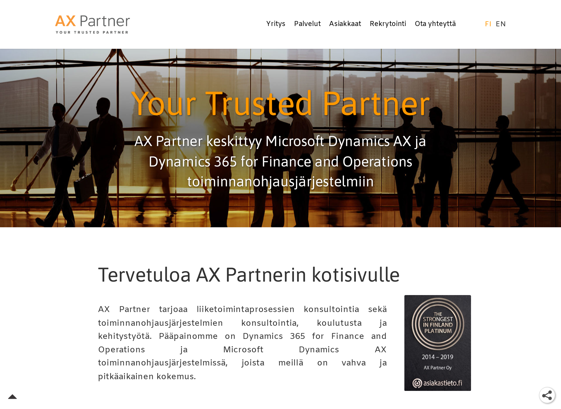 Skärmdump för axpartner.fi