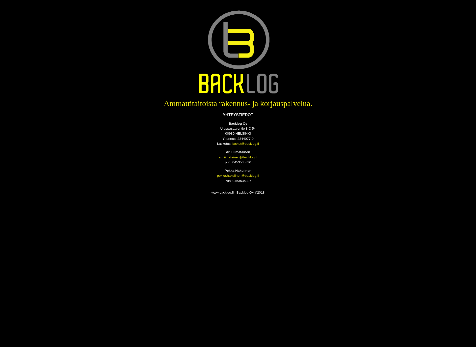 Screenshot for backlog.fi