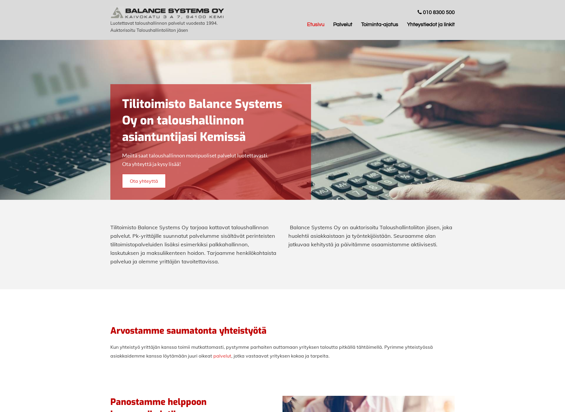 Skärmdump för balancesystems.fi